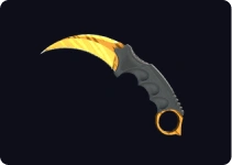 Zakrzywiony nóż taktyczny z wzorem w tygrysie paski i ostrym ostrzem w kształcie pazura.